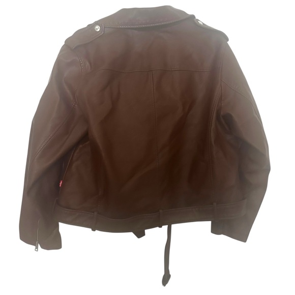 Levi Strauss Chocolate Faux Leather Jacket with Silver Accents Size 2X NWOT - Picture 2 of 11